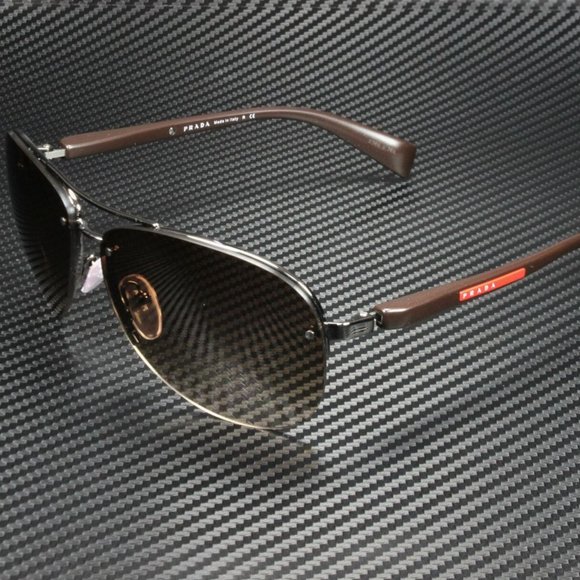 Prada Men's Gunmetal Brown Gradient Sunglasses - Picture 1 of 4